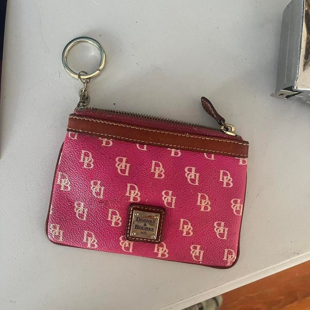 Y2K 2000s Dooney and Bourke Pink Monogram Wristlet / Clutch